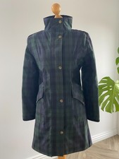 Welligogs Zoe Wax Jacket Coat Trench Sz M Fit 10 12 Tartan Check Suede Paisley
