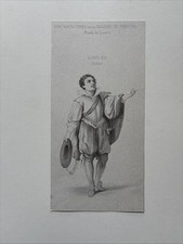 Antique Engraving 1868  Academic Male Portrait Study King Louis XIII of France