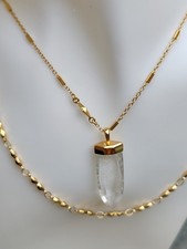 Stella & Dot Gemstone Crystal  Double Chain Necklace  Gold Plated