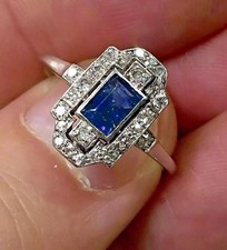Art Deco Style Blue Sapphire