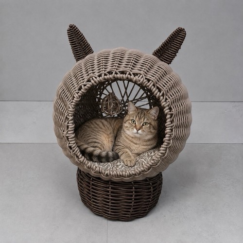 Wicker cat cave bed - cat,