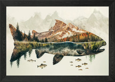 World of a Salmon Framed Wall