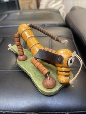 Montage Toy Wooden Puppet Dog Needs Repair Antique Rare Old Toy Dog Puppet