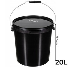 Plastic Buckets Tubs Black Containers Handles Tamper Evident Lids 3L 5L 10L 25L