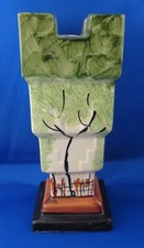 Vintage MYOTT Art Deco Castle Vase 8941 Stylised Trees VGC