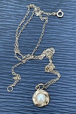 Vintage 9 Carat Gold Rolo Chain Faux Pearl Pendant Necklace 0.5g