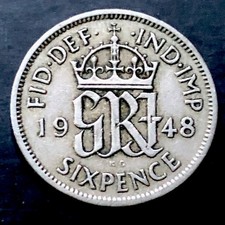 1948 SIXPENCE COIN-LUCKY