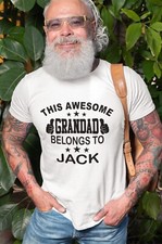 Personalised  T-shirt, This Awesome Grandad Belongs To Kids Names Xmas Gift Top