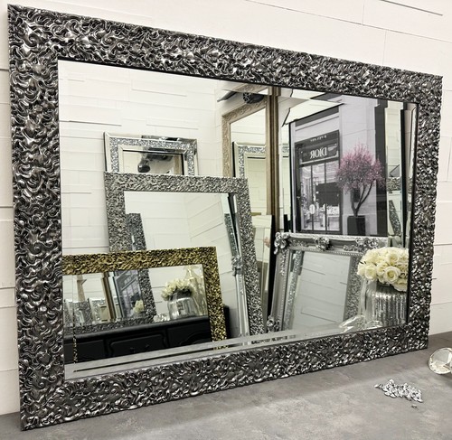 Metallic pewter wall mirror - metallic,