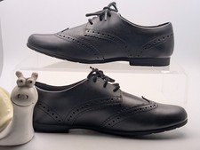 CLARKS Scala Lace Y Youth Girls Black Leather Brogue Lace Up School Shoes 8 / 6