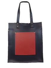 The Leather Satchel Co. Navy Blue And Red Large Portfolio Tote Bag 