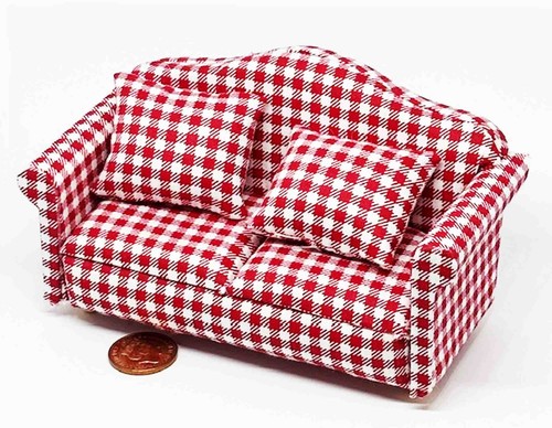 Dolls house sofa - house, red
