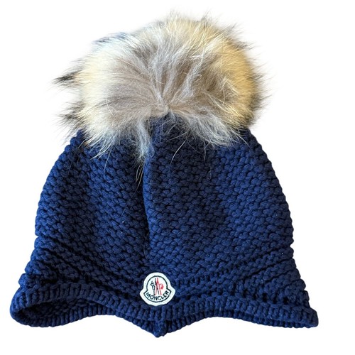 Moncler navy knit wool beanie - moncler,
