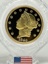 1849 Gold Double Eagle $20  Proof Coin In A Display Case With COA!🇺🇸💯✨