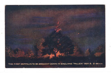 GB WW1 Postcard *FIRST ZEPPELIN TO BE BROUGHT DOWN* Unused 1916 Photochrom KZ349