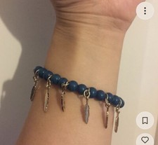 Green Beaded Gold Feather