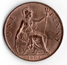 1903 Edward VII Penny. Bronze 9.4g 30mm. Collectable Grade