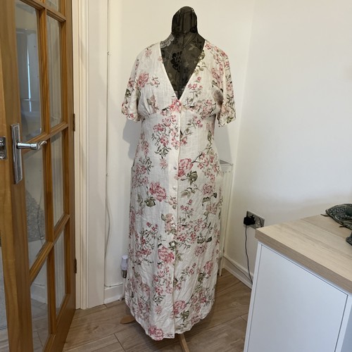 Floral viscose linen - linen, mix