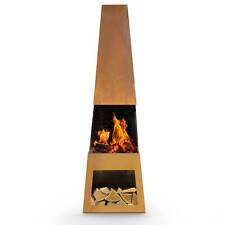 Chiminea Fire Pit, Outdoor, Wood Storage - Corten Steel