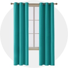 Thermal Blackout Curtains Turquoise Eyelet W38 x L54 inch 2 Panels By Deconovo