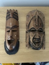 Pair Of Vintage Wooden Masks