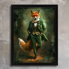 Gentleman Fox Art Print Fox Wall Art Elegant Animal Wall Art Fox In Suit Poster