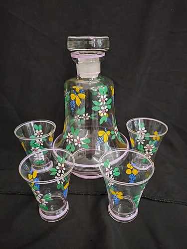 Vintage floral liquor set hand - floral,
