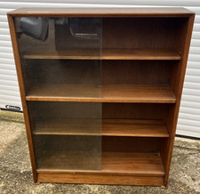 A Vintage Bookcase By Herbert E Gibbs Teak Glass Sliding Doors H113 x W92 x D24
