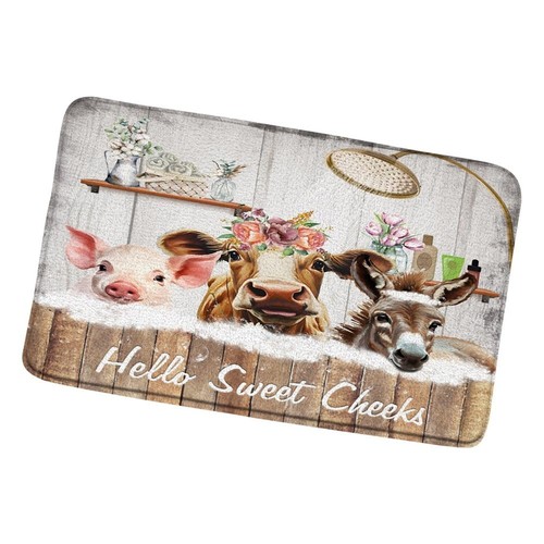Farmhouse cow bath mat - farmhouse, funny