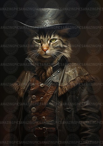 Cowboy cat art - cowboy, print