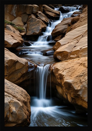 Waterfall beautiful framed - waterfall,