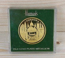 Harrods London 22ct Gold Plated Medallion / Cased Coin Made In U.K