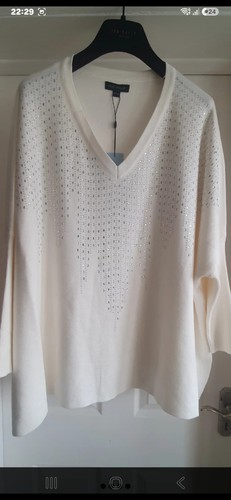 Ladies cream diamante jumper - diamante,