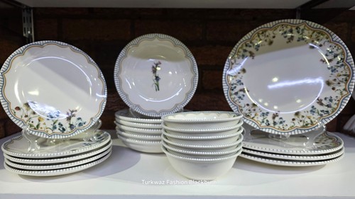 Floral gold rim dinner - floral, set