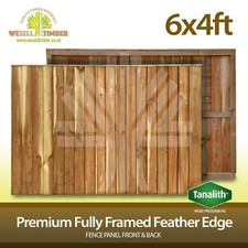 6x4 Heavy Duty Fully Framed Pressure Treated Tanalised Feather Edge Fence Panel