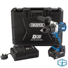 20V BRUSHLESS COMBI DRILL  FAST CHARGER DRAPER STOCK NO 79894 - INCOMPLETE