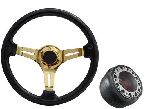 Black gold steering - gold, +