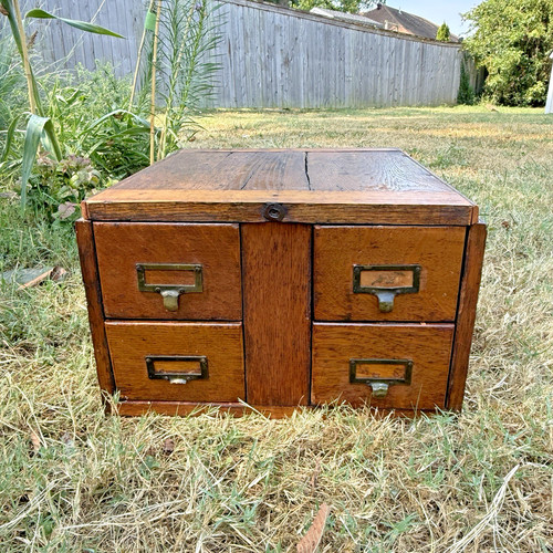Antique oak drawer file - antique, 4-drawer