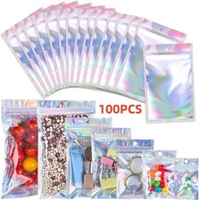 100Pcs Holographic Rainbow Zip