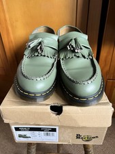Dr Martens Adrian YS Smooth Leather Tassel Loafers Size 13 Khaki Green Boxed VGC