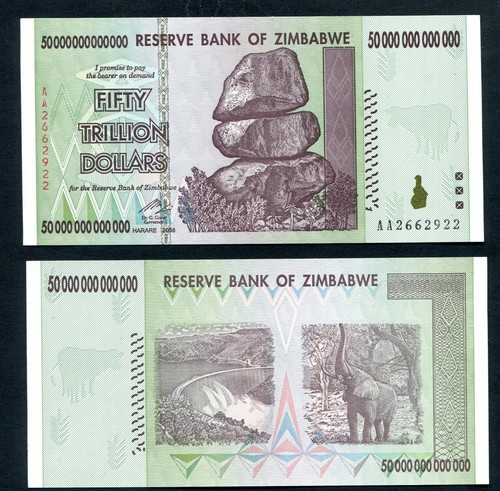 Zimbabwe trillion dollars - zimbabwe, 50