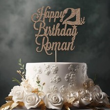 Cake Topper Personalised Happy Birthday Any Age Any Name 40th 50th 60th 70th