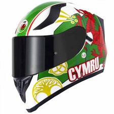 VCAN H128 FULL FACE MOTORCYCLE HELMET DUAL VISOR SUN VISOR WALES WELSH DRAGON