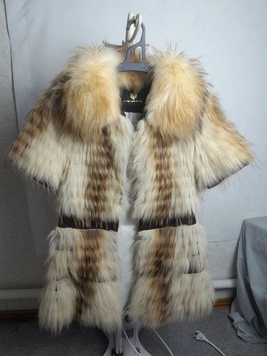 Real raccoon fox fur vest - real,