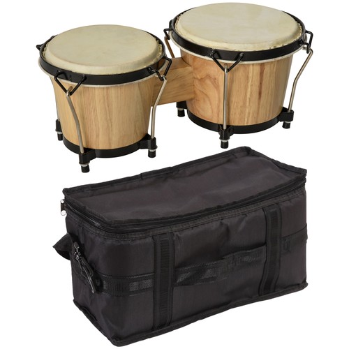 Homcom wooden bongo drum set - wooden,
