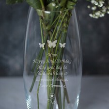 Engraved Glass Vase For 40th
