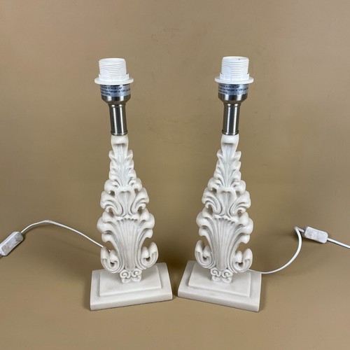 Pair faux marble lamps - of,