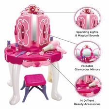 GIRLS TOY GLAMOUR PRINCESS PINK DRESSING TABLE LIGHT SOUND GIRLS PLAYSET - 26Pcs