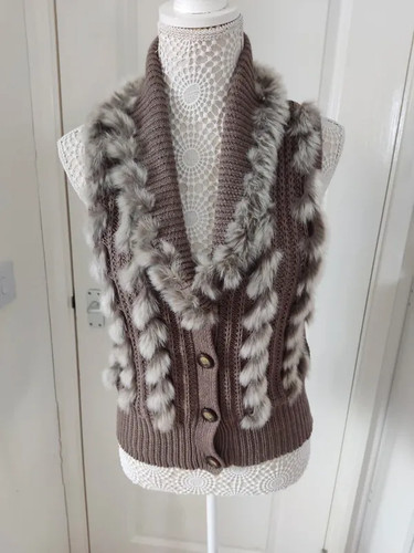Jensen faux fur trim knit - faux,