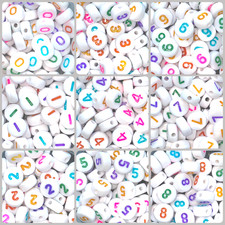 7mm flat round colourful numbers white acrylic beads 50/single,100/mixed numbers